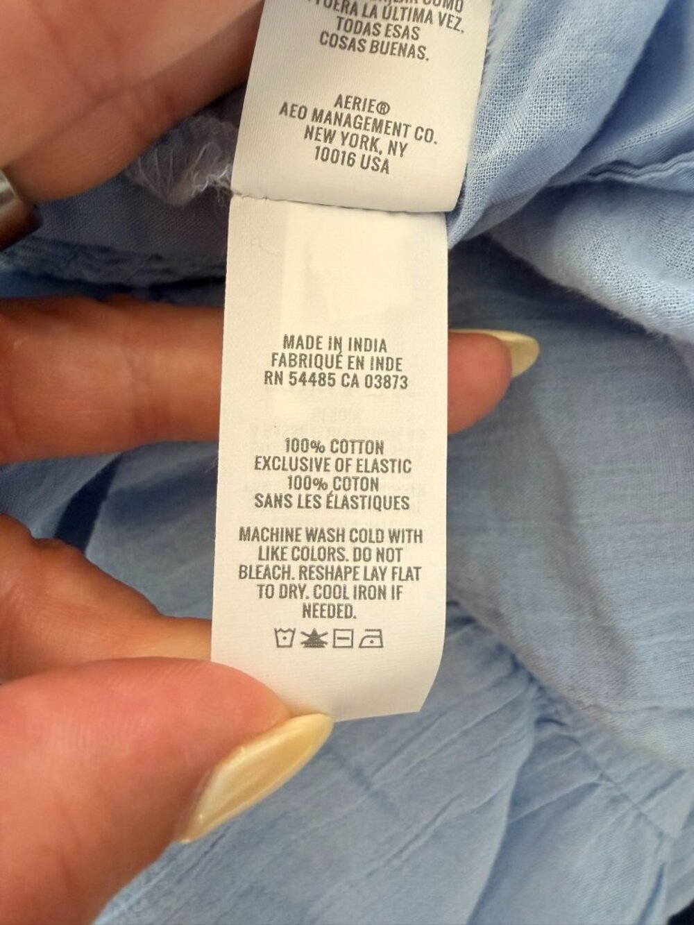 Aerie Blue Cotton Button Front Tiered Maxi Skirt Medium - Picture 7 of 7